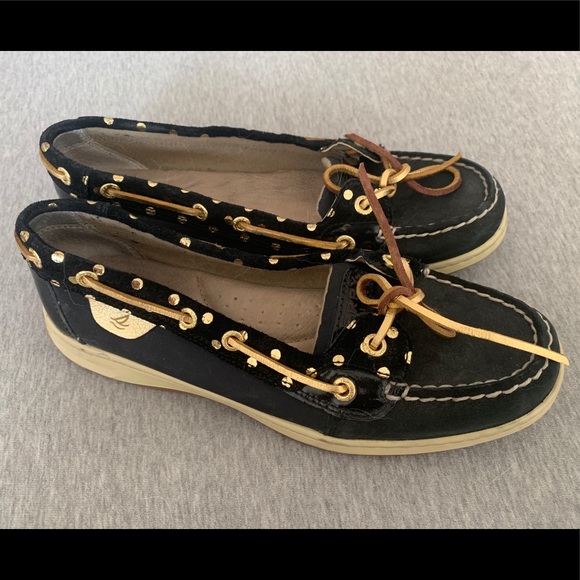 Sperry Shoes - Gold Polkadot Sperry Shoes